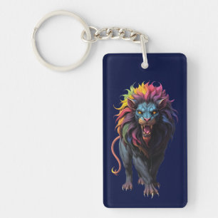 Colourful Fantasy Art a Lion Keychain