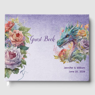 Colourful Fantasy Dragon Wedding  Guest Book