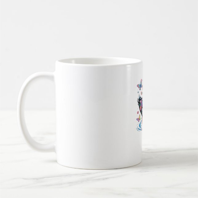 Colourful Fantasy Duck with Flowers and Butterflie Coffee Mug (Left)