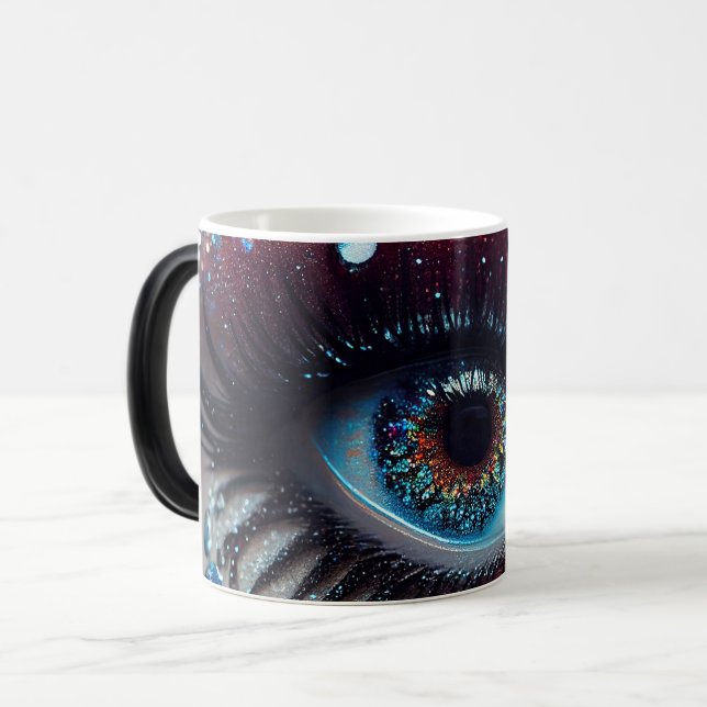 Colourful Fantasy Eye Closeup Morphing Magic Mug (Front Left)