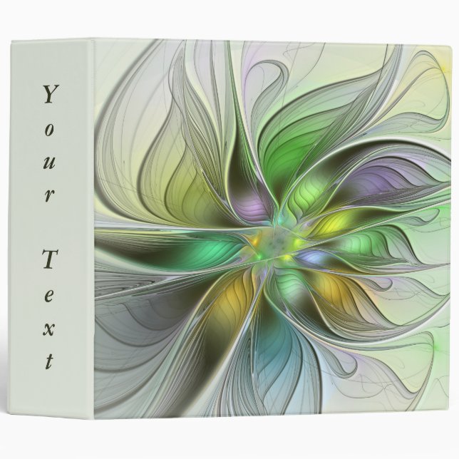 Colourful Fantasy Flower Abstract Fractal Own Text Binder (Front/Spine)