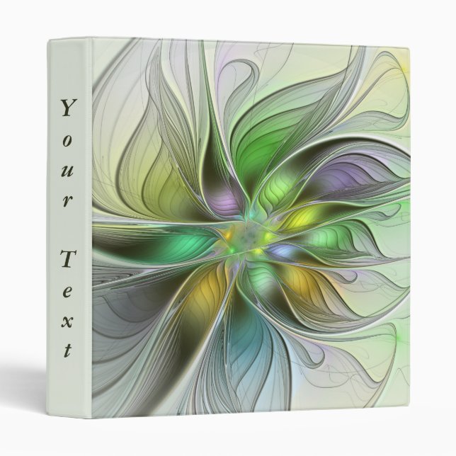 Colourful Fantasy Flower Abstract Fractal Own Text Binder (Front/Spine)