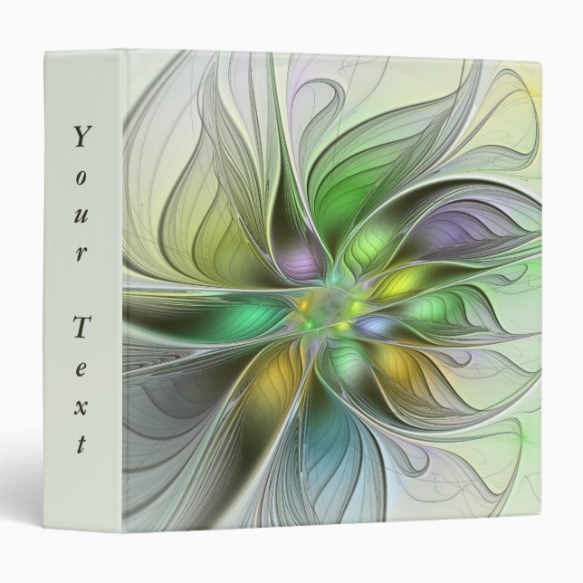 Colourful Fantasy Flower Abstract Fractal Own Text Binder (Front/Spine)