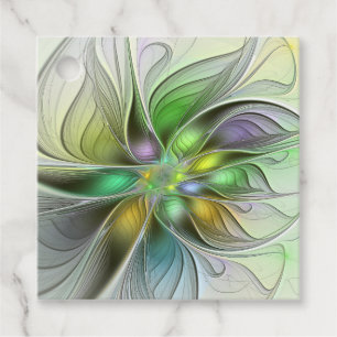 Colourful Fantasy Flower Modern Abstract Art Custo Favour Tags