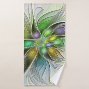 Colourful Fantasy Flower Modern Abstract Fractal Bath Towel