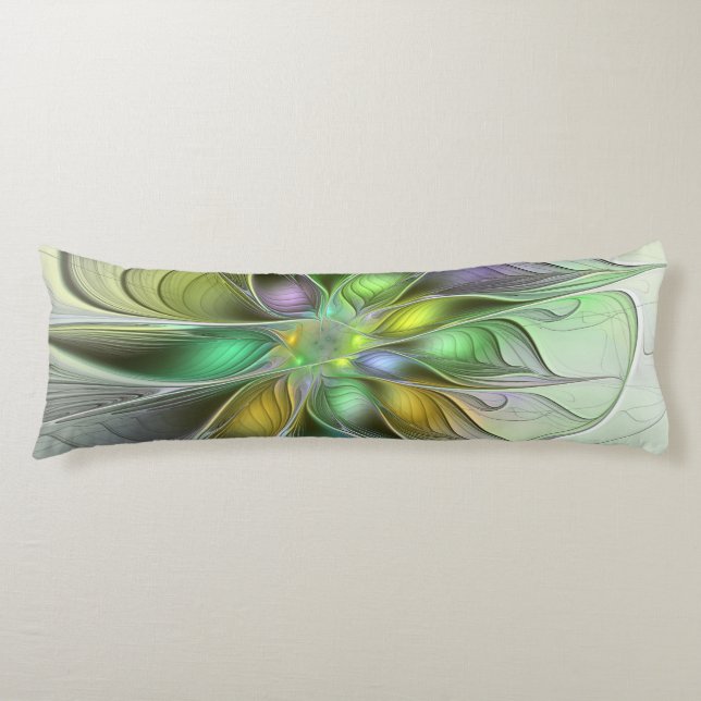 Colourful Fantasy Flower Modern Abstract Fractal Body Pillow (Front)