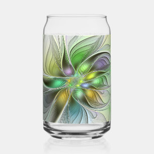 Colourful Fantasy Flower Modern Abstract Fractal Can Glass
