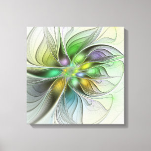 Colourful Fantasy Flower Modern Abstract Fractal Canvas Print