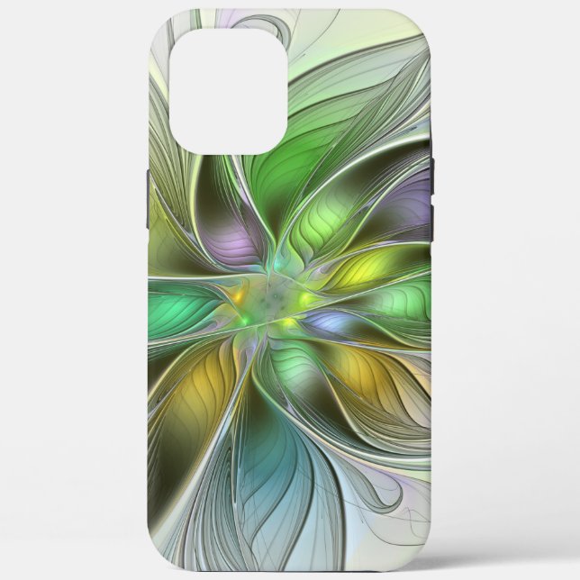 Colourful Fantasy Flower Modern Abstract Fractal Case-Mate iPhone Case (Back)