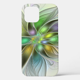 Colourful Fantasy Flower Modern Abstract Fractal iPhone 12 Case