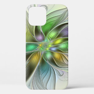 Colourful Fantasy Flower Modern Abstract Fractal iPhone 12 Case