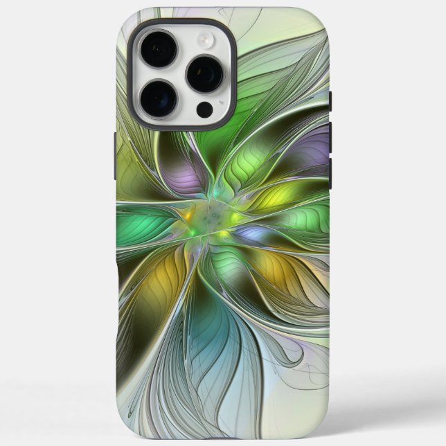 Colourful Fantasy Flower Modern Abstract Fractal Case-Mate iPhone Case (Back)