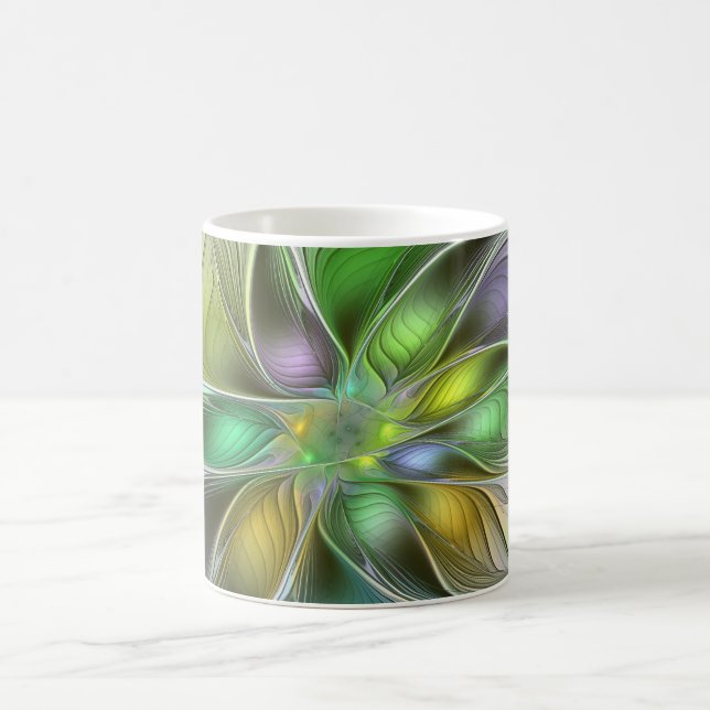 Colourful Fantasy Flower Modern Abstract Fractal Coffee Mug (Center)