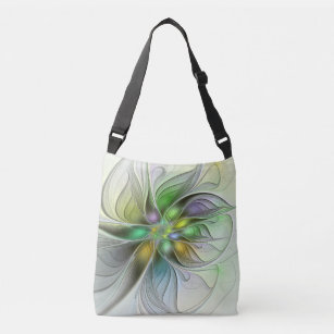 Colourful Fantasy Flower Modern Abstract Fractal Crossbody Bag