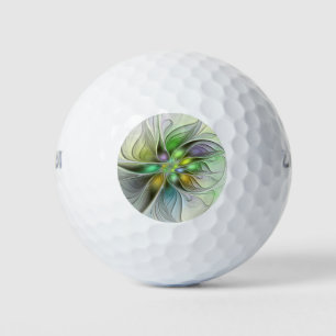 Colourful Fantasy Flower Modern Abstract Fractal Golf Balls