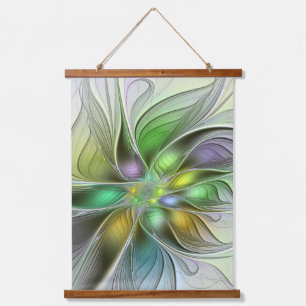 Colourful Fantasy Flower Modern Abstract Fractal Hanging Tapestry