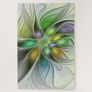 Colourful Fantasy Flower Modern Abstract Fractal Jigsaw Puzzle