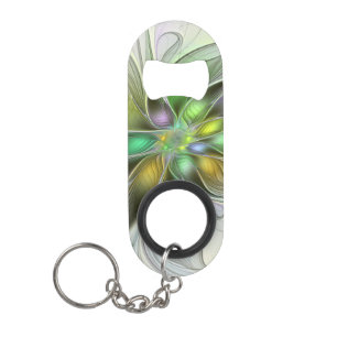 Colourful Fantasy Flower Modern Abstract Fractal Keychain Bottle Opener