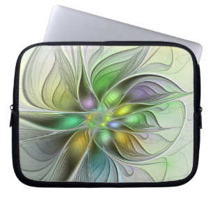 Colourful Fantasy Flower Modern Abstract Fractal Laptop Sleeve