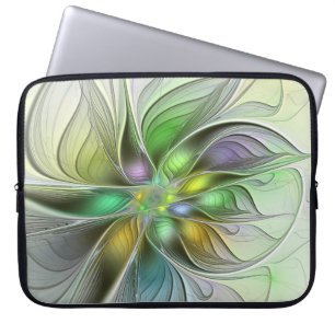 Colourful Fantasy Flower Modern Abstract Fractal Laptop Sleeve