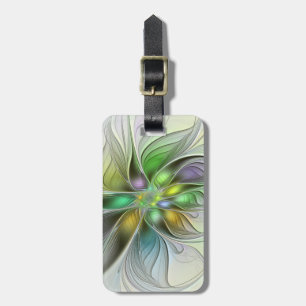 Colourful Fantasy Flower Modern Abstract Fractal Luggage Tag