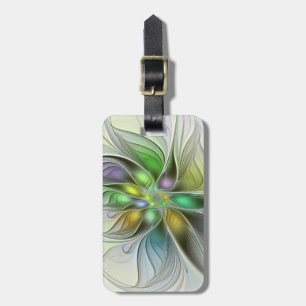Colourful Fantasy Flower Modern Abstract Fractal Luggage Tag