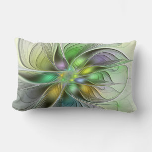 Colourful Fantasy Flower Modern Abstract Fractal Lumbar Pillow