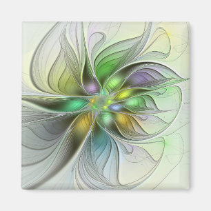 Colourful Fantasy Flower Modern Abstract Fractal Magnet