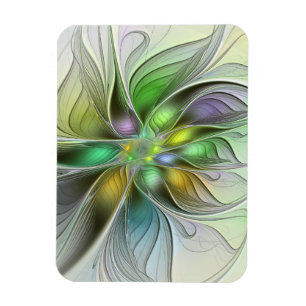 Colourful Fantasy Flower Modern Abstract Fractal Magnet