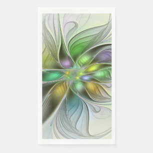 Colourful Fantasy Flower Modern Abstract Fractal Napkin