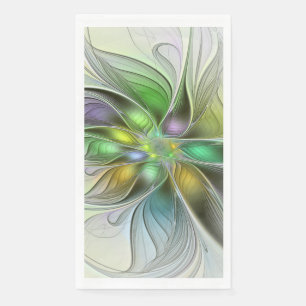 Colourful Fantasy Flower Modern Abstract Fractal Napkin