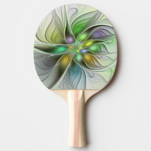 Colourful Fantasy Flower Modern Abstract Fractal Ping Pong Paddle