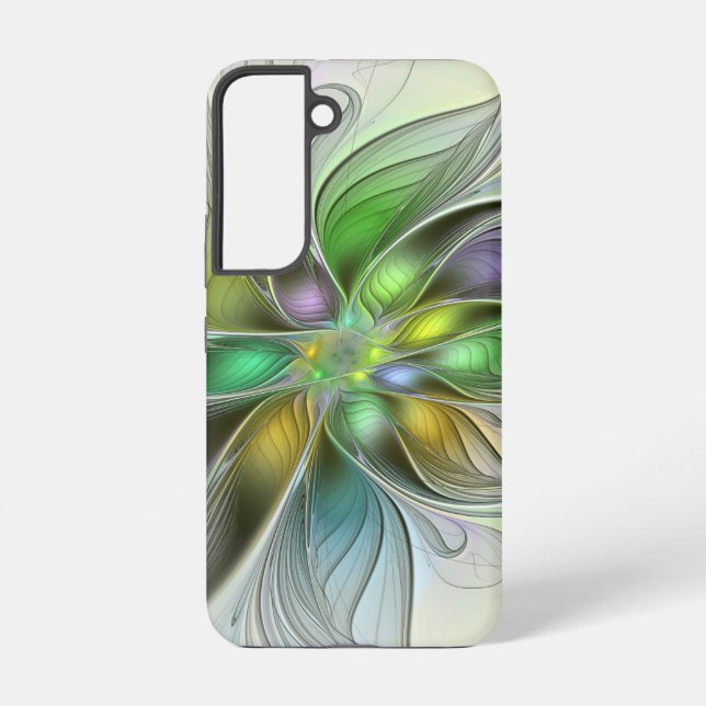Colourful Fantasy Flower Modern Abstract Fractal Samsung Galaxy S22 Case (Back)