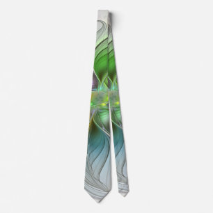 Colourful Fantasy Flower Modern Abstract Fractal Tie
