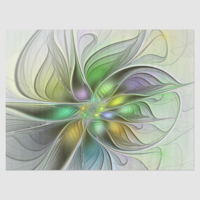 Colourful Fantasy Flower Modern Abstract Fractal Tissue Paper (Front)