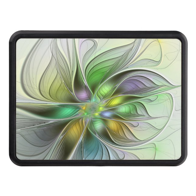 Colourful Fantasy Flower Modern Abstract Fractal Trailer Hitch Cover (Front)