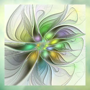 Colourful Fantasy Flower Modern Abstract Fractal Window Cling
