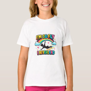 Colourful Fantasy Flying Boy Rainbow Stars Cute Ki T-Shirt
