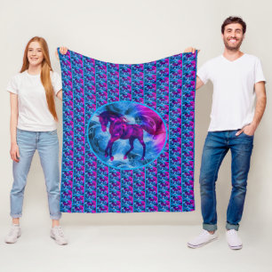 Colourful Fantasy Horse Animal   Fleece Blanket