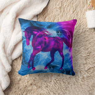 Colourful Fantasy Horse Art Throw Pillow