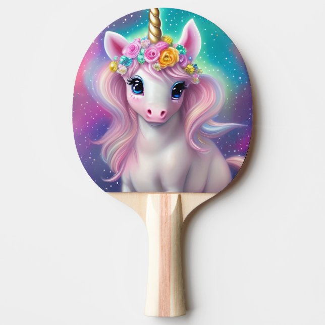 Colourful Fantasy Kawaii Unicorn  Ping Pong Paddle (Front)