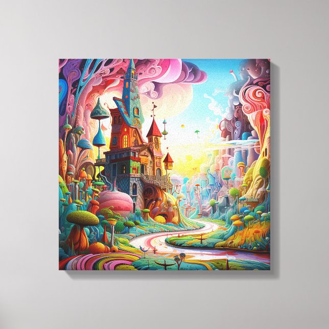 Colourful fantasy land canvas print (Front)