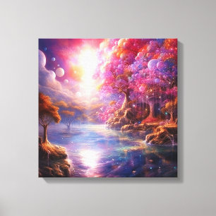 Colourful fantasy land forest Canvas Print