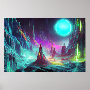 Colourful Fantasy Landscape   Alien World Poster