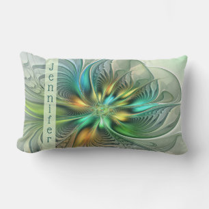 Colourful Fantasy Modern Abstract Art Flower Name Lumbar Pillow
