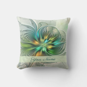 Colourful Fantasy Modern Abstract Art Flower Name Throw Pillow
