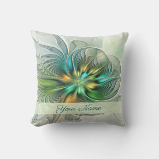 Colourful Fantasy Modern Abstract Art Flower Name Throw Pillow