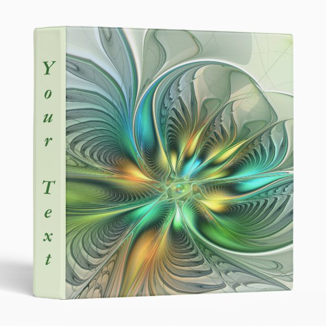 Colourful Fantasy Modern Abstract Art Flower Text Binder (Front/Spine)
