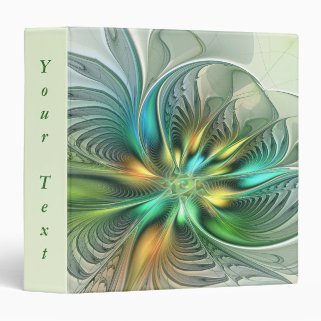 Colourful Fantasy Modern Abstract Art Flower Text Binder (Front/Spine)