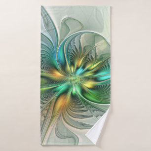 Colourful Fantasy Modern Abstract Flower Fractal Bath Towel